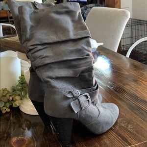 Grey zip-up boots